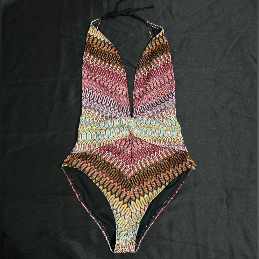 Multicolor Knitted One Piece Bikini